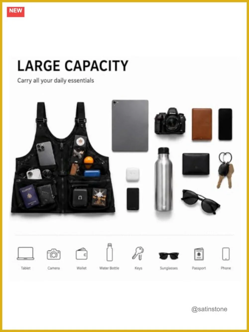 2-in-1 Convertible Vest Backpack Men Women Utility Gear Hiking Travel